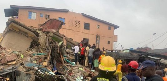 3-storey building collapes in Lagos.